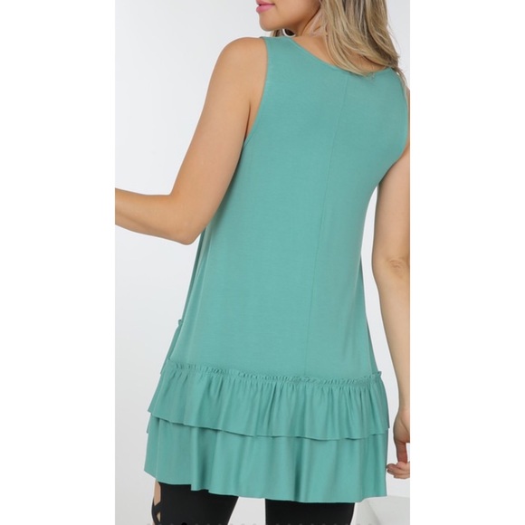 FINAL PRICE Z Brick Sleeveless Ruffle Hem Top - Picture 2 of 2